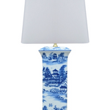 B/W Porcelain Flat Vase Lamp