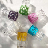 Set of 6 Tea Glasses Carved  Crowns Pastels