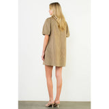 Puff Sleeve Striped Button Up Dress