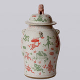 Extra Large Pink & Green Porcelain Treasures Temple Jar
