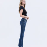 FRAYED HEM KICK FLARE JEANS