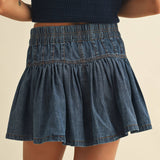 DENIM PINTUCK SKIRT