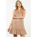 Leather Sleeveless Swing Dress