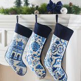 Chinoiserie Pagoda Embroidered Stocking
