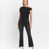 RAW STEP HEM CROP FLARE JEANS
