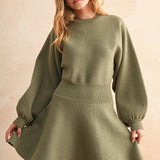BALLON SLEEVE SWEATER DRESS