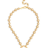 Metal Circle Charm Beaded Collar Necklace