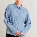 Embellished chambray shirt