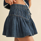 DENIM PINTUCK SKIRT