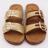 Cork Sole Double Buckle Sandal