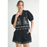 Collared Embroidered Set