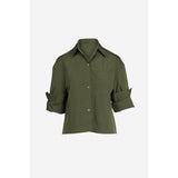 Rolled Sleeve Button Up Blouse