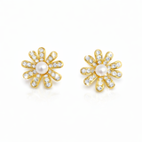 Golden Glow Flower Stud Earrings