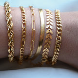 Bold 18k Gold Bracelets - Waterproof Thick Chain Bracelets: Rope
