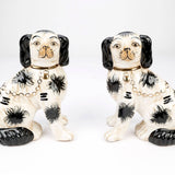 Staffordshire Dog Pair, Black and White with Brown Finish