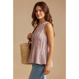Pleated Peplum Sleeveless Top