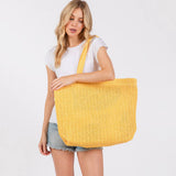 Solid Crochet Straw Tote Bag / Beach Bag