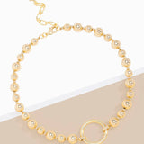 Metal Circle Charm Beaded Collar Necklace