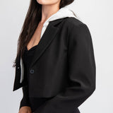 CROP BLAZER W HOODIE