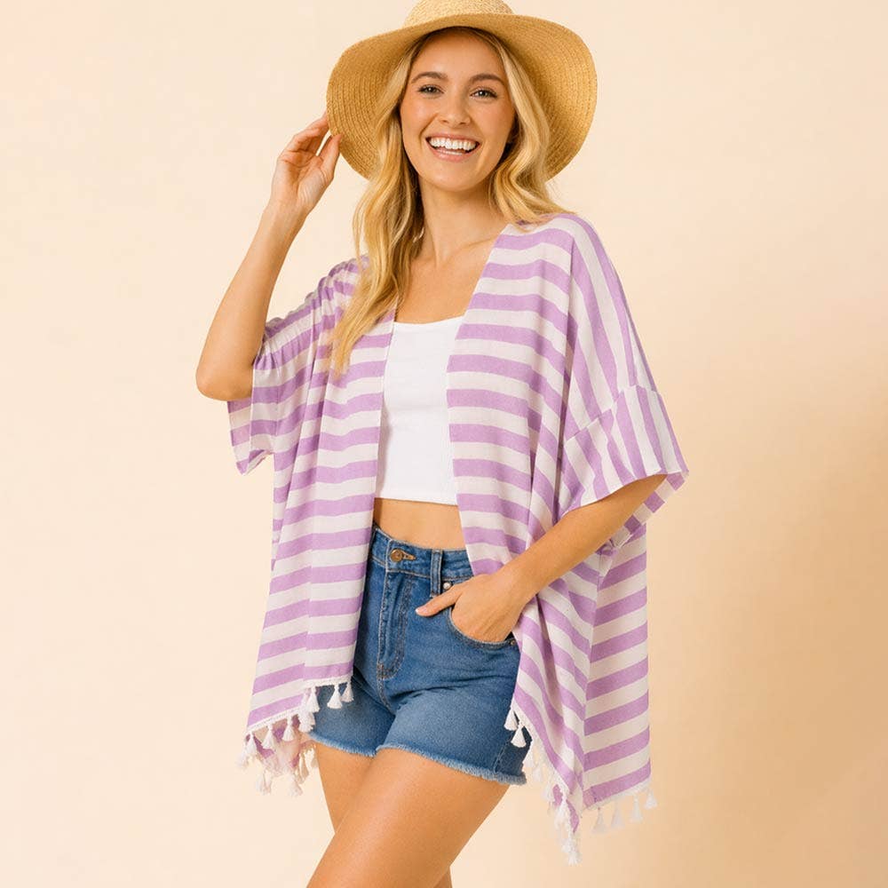 Striped Tassel Kimono