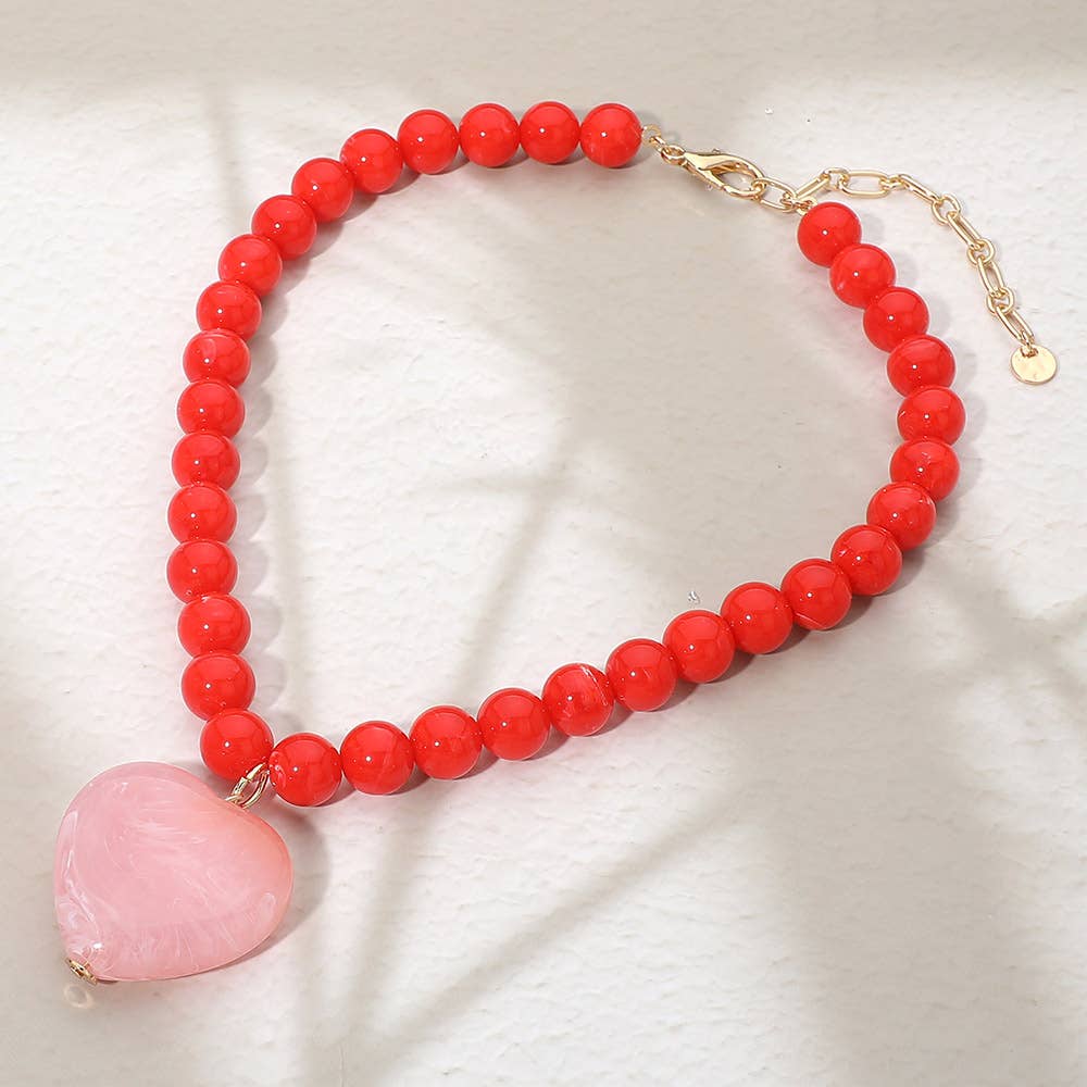 Resin Heart Charm Necklace