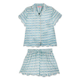 Scalloped Pajama Set Short - Cameron Blue