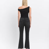 RAW STEP HEM CROP FLARE JEANS