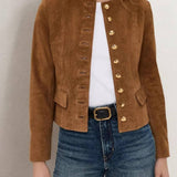 Brown Suede Crop Jacket