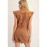 Corduroy Cap Sleep Romper