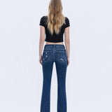 FRAYED HEM KICK FLARE JEANS