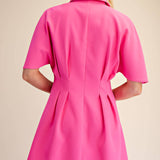 Short-Sleeve Pleated Shirt Mini Dress