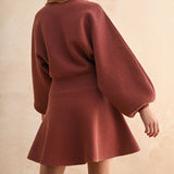 BALLON SLEEVE SWEATER DRESS