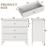 Large Fluted 3 Drawer Dresser, Modern Nightstand Cabinet