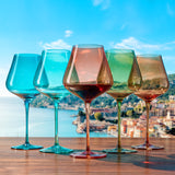 Beaches of French Riviera Wine Glasses S/5