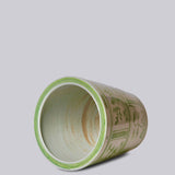 Green and White Porcelain Three Friends Tiles Planter