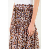 Smocked Waist Leopard Print Maxi Skirt