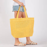 Solid Crochet Straw Tote Bag / Beach Bag