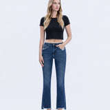 FRAYED HEM KICK FLARE JEANS