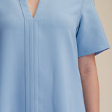 V-Neck Drop Waist Flare Hem Mini Dress