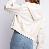 LEATHER  HOODIE JACKET