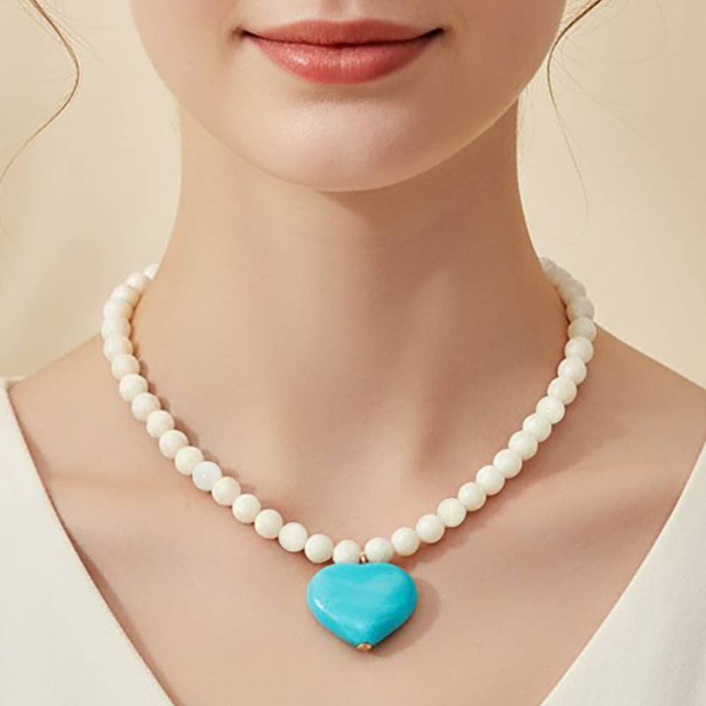 Resin Heart Charm Necklace