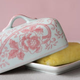 Pink Stoneware Butter Dish