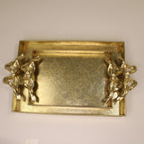 Gilded Gold Metal Trays with Bow Handles,