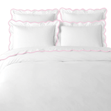 Scalloped Duvet Cover, Pink / White