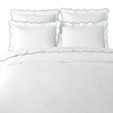 Scalloped Duvet Cover, Blue / White