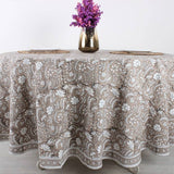 Taupe and Off White Round Tablecloth 110x110
