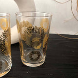 Set of 6 Tea Glasses Sunflower Clear Gold